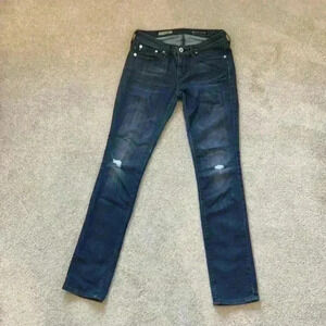 AG adriano goldschmied ripped black the Stevie slim straight jeans in size 25